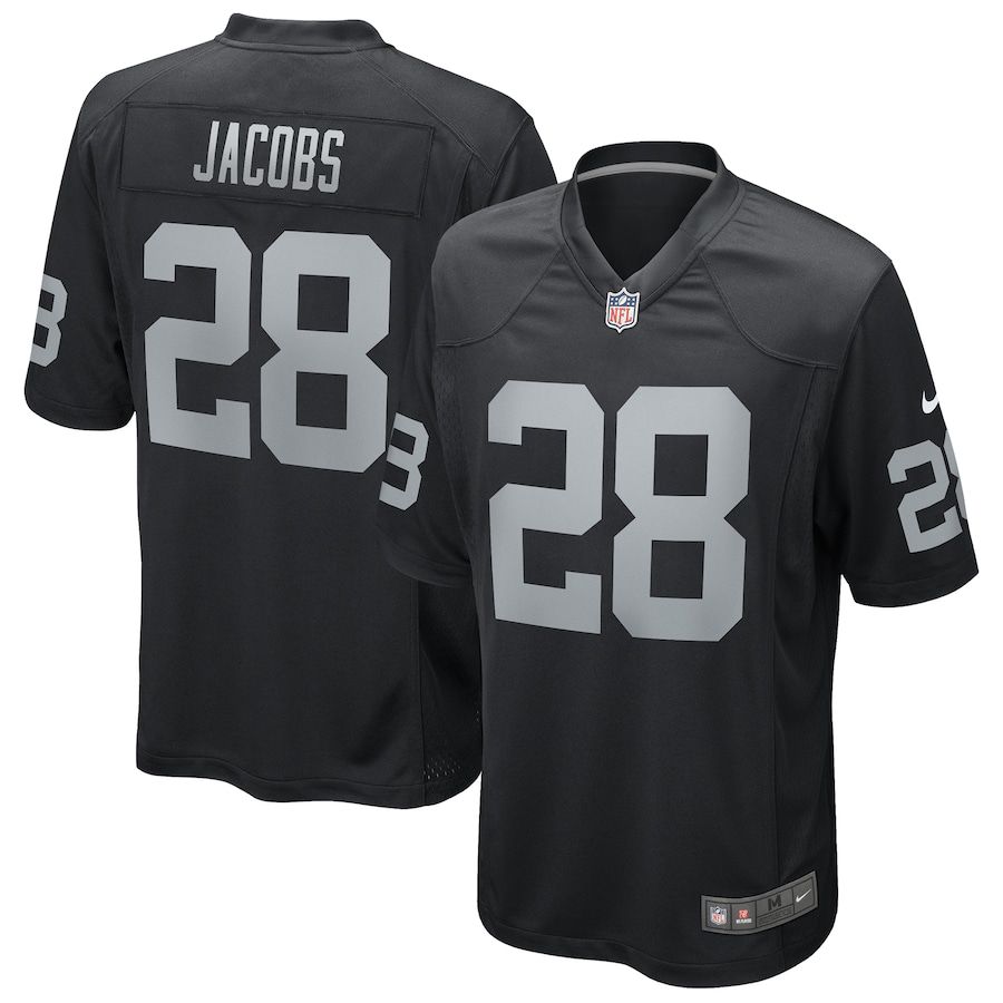 Men Oakland Raiders #28 Josh Jacobs Nike Black Game Player NFL Jersey